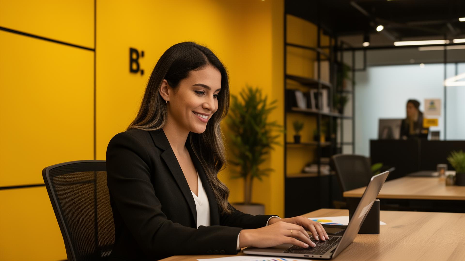 Gestora de Social Media trabalhando